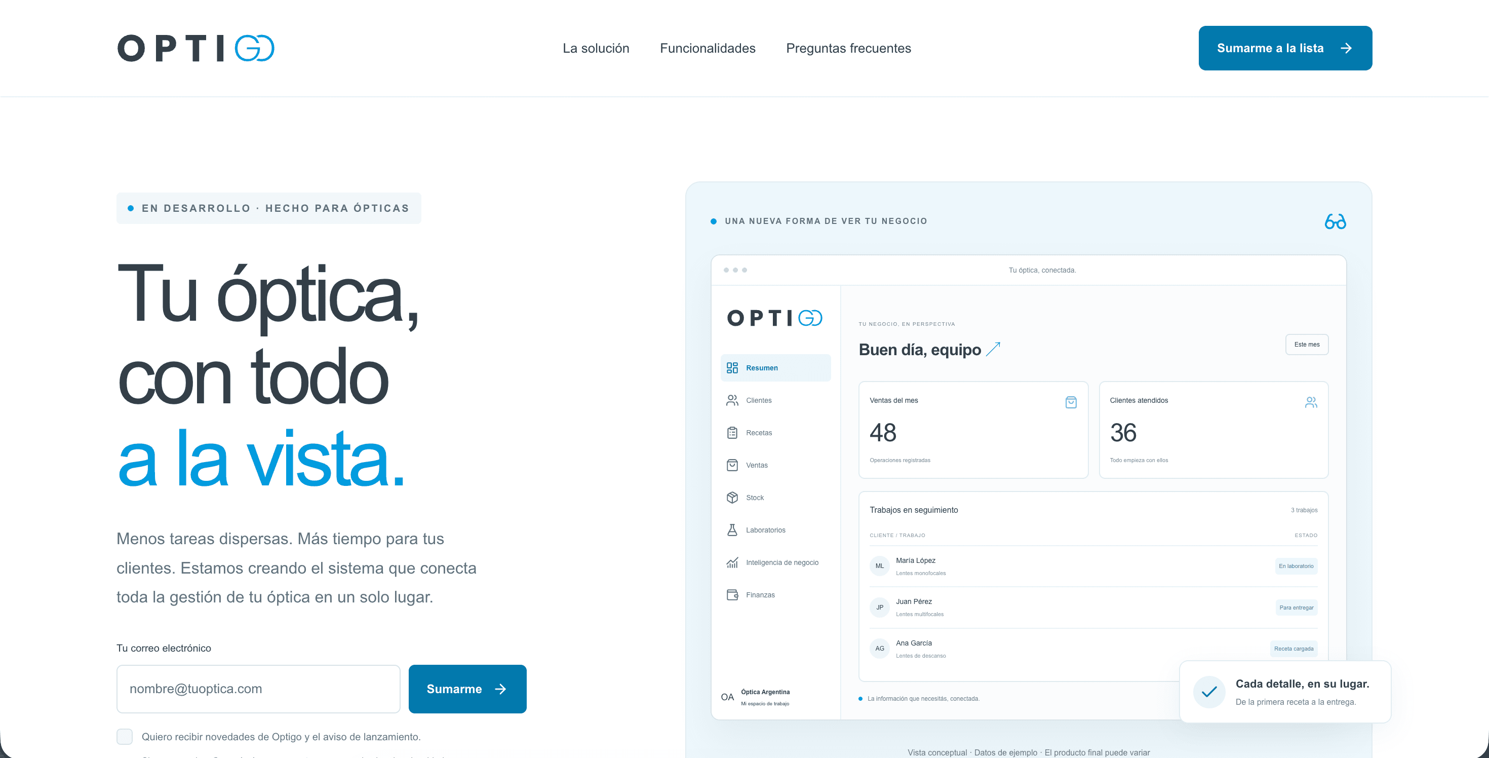 Optigo desktop website
